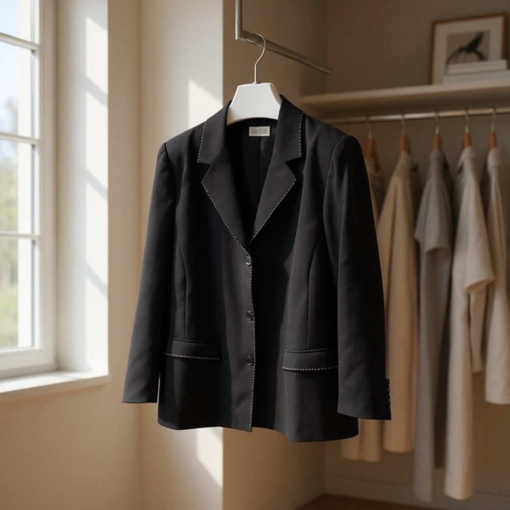 Vintage Black Exposed Stitched Blazer